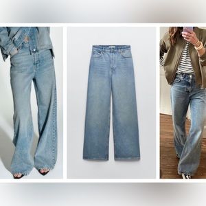 ZARA high rise wide leg jeans blogger favorite